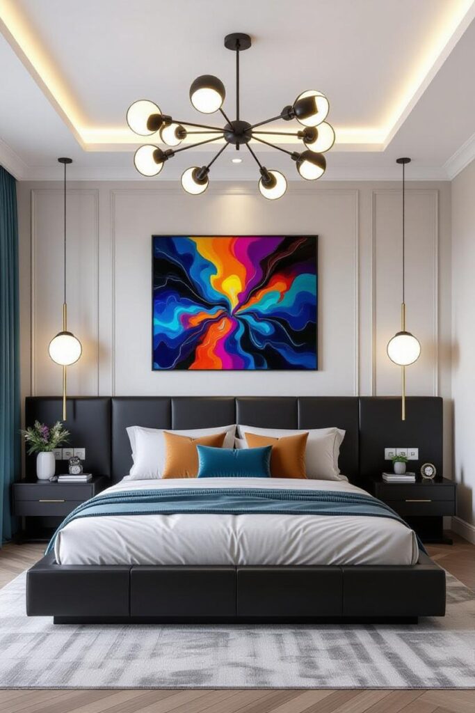 Stylish bedroom decor with modern and cozy elements