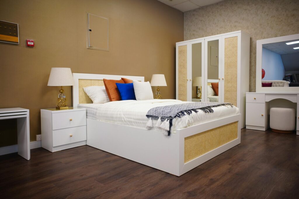 Modern Luxury Bedroom with Cozy Sofa Set and Premium Furniture Accents