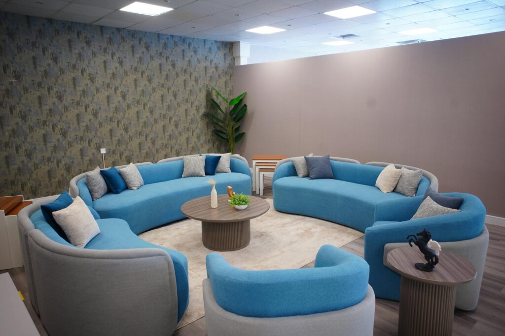 Modern Luxury Bedroom with Cozy Sofa Set and Premium Furniture Accents