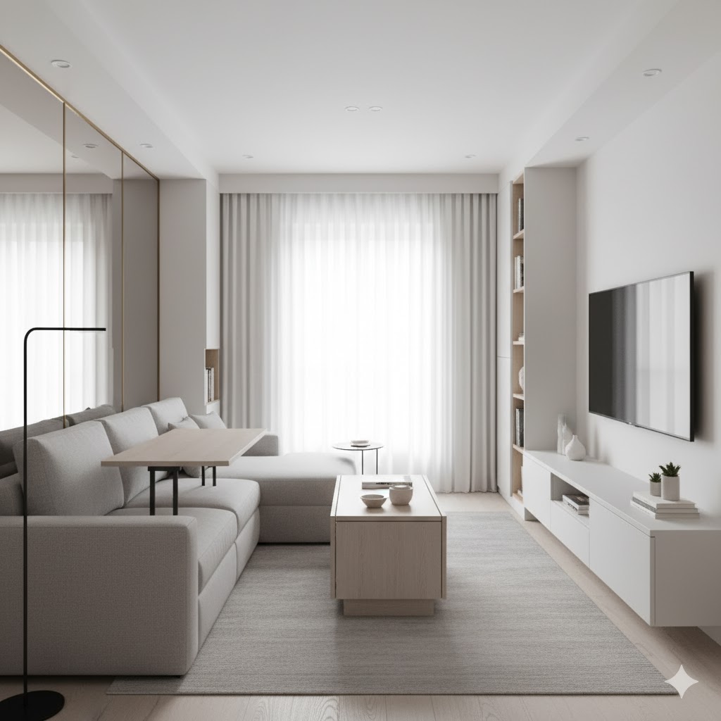 Modern bedroom with bamboo lamps, rattan decor, wooden nightstand, and indoor plants — showcasing natural and eco-friendly home design.